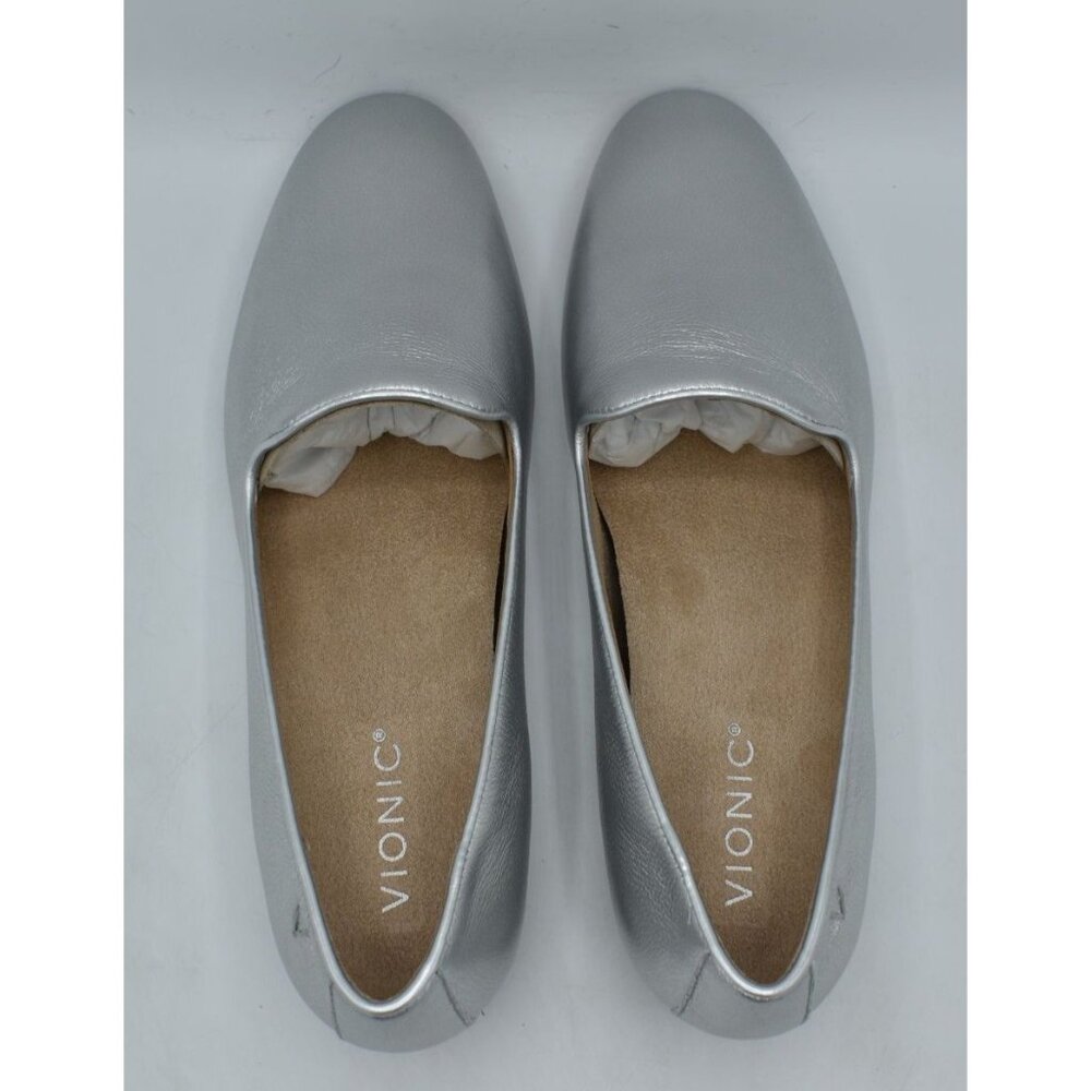 Vionic Womens Size 10 Willa II Silver Metallic Slip On Comfort Loafer Shoes - Picture 6 of 13